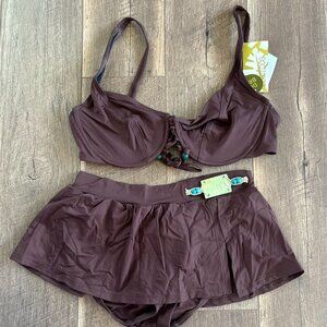 NWT 2Bamboo Bikini Swim Bathing Suit 2 Piece 36DD Small S
